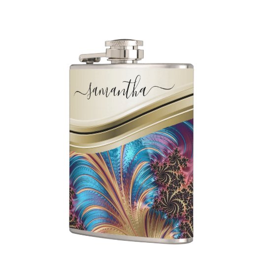 Modern Fractal Blue Handwrite Name Heupfles (Links)