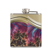 Modern Fractal Blue Handwrite Name Heupfles (Achterkant)