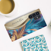 Modern Fractal Blue Handwrite Name Hoesje-Mat