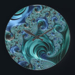 Modern Fractal Blue, helder Grote Klok<br><div class="desc">Dit ontwerp kan worden gepersonaliseerd door de Edit optie van het Ontwerp te kiezen. Je kunt ook overdragen naar andere objecten. Neem contact met me op via colorflowcreations@gmail.com of gebruik de chatoptie bovenaan de pagina als u dit ontwerp op een ander product wilt plaatsen of hulp nodig hebt. Bekijk meer...</div>