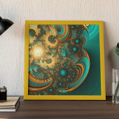 Modern Fractal Gold Turquoise blauw Poster