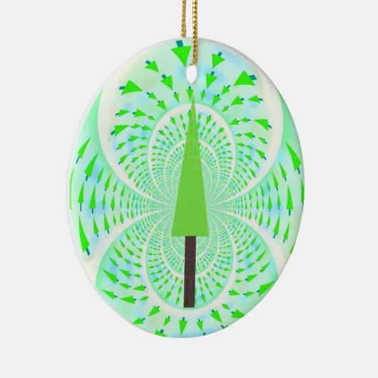 Modern fractal Green Tree Design Keramisch Ornament (Rechts)