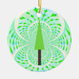 Modern fractal Green Tree Design Keramisch Ornament