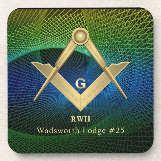 Modern Fractal Masonic Monogrammed Beverage Coaste Bier Onderzetter (Voorkant)