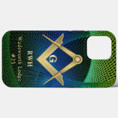 Modern Fractal Masonic Monogrammed Case-Mate iPhone Case (Achterkant (horizontaal))