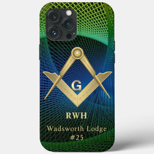 Modern Fractal Masonic Monogrammed Case-Mate iPhone Case (Achterkant)