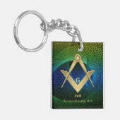 Modern Fractal Masonic Monogrammed Sleutelhanger (Voorkant Links)