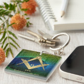 Modern Fractal Masonic Monogrammed Sleutelhanger (Voorkant Rechts)