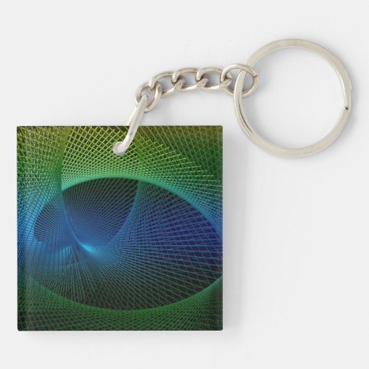 Modern Fractal Masonic Monogrammed Sleutelhanger (Achterkant)