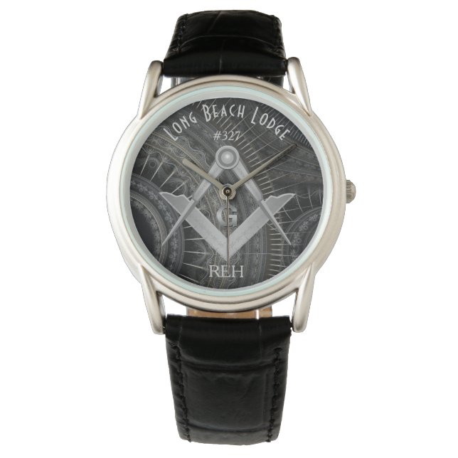 Modern Fractal Masonic Monogrammed Watch Horloge (Voorkant)