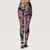 Modern fractal patroon, blush kleuren op zwart, leggings (Achterkant)