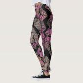 Modern fractal patroon, blush kleuren op zwart, leggings (Links)