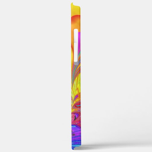 Modern Fractal Rainbow Blue Handgeschreven naam Case-Mate iPhone Case (Achterkant / Links)