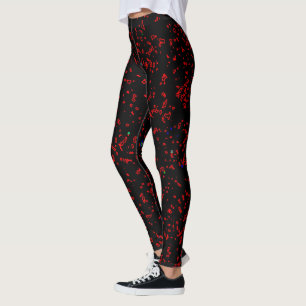 Modern Fractal Red Patronen zwart, stijlvol Leggings