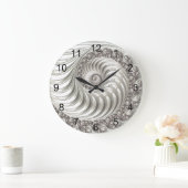 Modern Fractal White Stunning Metallic Metal Grote Klok (Huis)