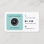 Modern framed camera lens photographer visitekaartje (Voorkant)