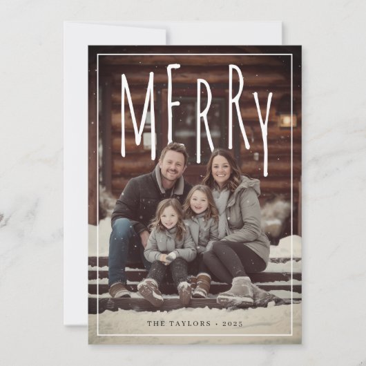 Modern Framed Merry Holiday Photo Card Feestdagenkaart (Voorkant)