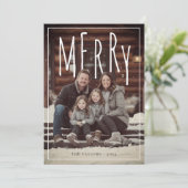 Modern Framed Merry Holiday Photo Card Feestdagenkaart (Staand voorkant)