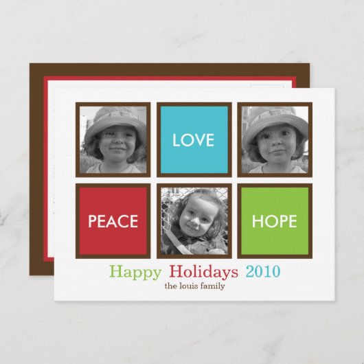 Modern Frames Christmas Card/Holiday Postcard Feestdagenkaart (Voorkant / Achterkant)
