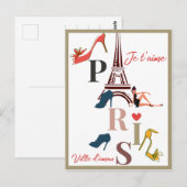 Modern France Paris je t'aime Eiffel Tower Travel Briefkaart (Voorkant / Achterkant)