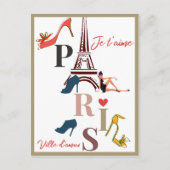 Modern France Paris je t'aime Eiffel Tower Travel Briefkaart (Voorkant)