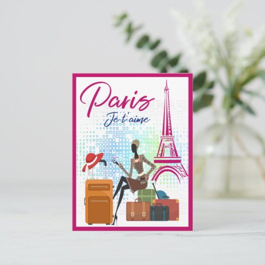 Modern France Paris je t'aime Eiffel Tower Travel Briefkaart (Staand voorkant)