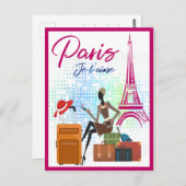 Modern France Paris je t'aime Eiffel Tower Travel Briefkaart (Voorkant / Achterkant)