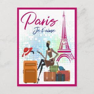Modern France Paris je t'aime Eiffel Tower Travel Briefkaart