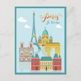 Modern France Paris je t'aime Eiffel Tower Travel Briefkaart