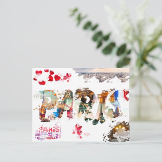 Modern France Paris je t'aime Eiffel Tower Travel Briefkaart (Staand voorkant)