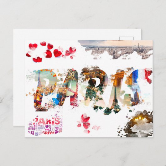 Modern France Paris je t'aime Eiffel Tower Travel Briefkaart (Voorkant / Achterkant)