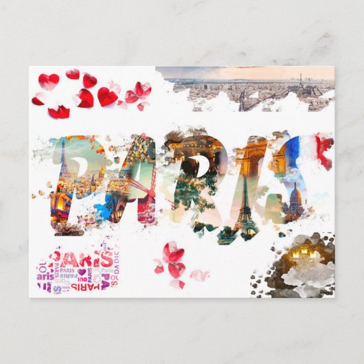 Modern France Paris je t'aime Eiffel Tower Travel Briefkaart (Voorkant)