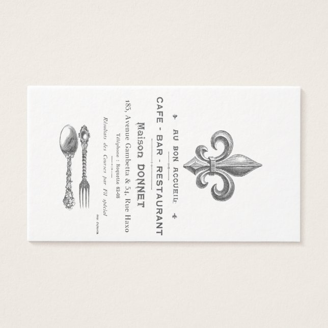 MODERN  FRANS BISTRO VISITEKAARTJE (Voorkant)