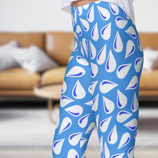 Modern Frans Blauw Flick Patroon Leggings