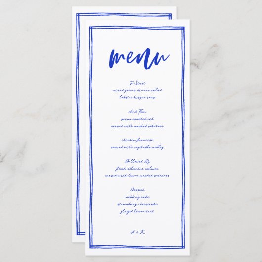 Modern Frans Blauw Trouw Menu Lang (Voorkant / Achterkant)