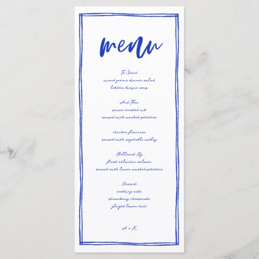 Modern Frans Blauw Trouw Menu Lang (Voorkant)