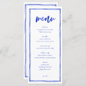 Modern Frans Blue Wedding Long Menu (Voorkant / Achterkant)