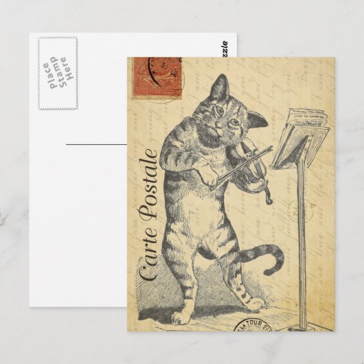 Modern Frans Briefkaart voor kat-herenkollage (Voorkant / Achterkant)