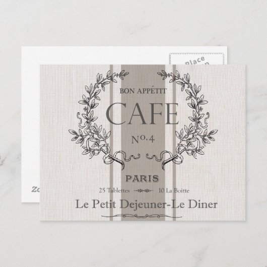 modern  frans café briefkaart (Voorkant / Achterkant)