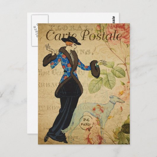 Modern Frans collage Briefkaart (Voorkant / Achterkant)