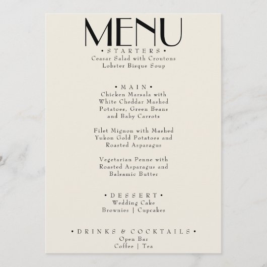 Modern Frans Funky Retro Whimsical Bruiloft Menu (Voorkant)