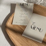 Modern Frans Funky Retro Whimsical Bruiloft Menu<br><div class="desc">Een kleurrijke retro funky moderne lichte bruiloft diner menu. Met chique sjabloon ontwerp van boho  romige achtergrond en roze typografie en met de hand geschreven menu in zwart. Perfect en passend bij de hele suite.</div>