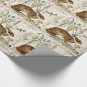 modern  frans konijn in de tuin cadeaupapier (Hoek)