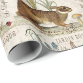 modern  frans konijn in de tuin cadeaupapier (Rol Hoek)