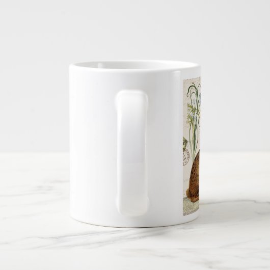 modern  frans konijn in de tuin grote koffiekop (Achterkant)