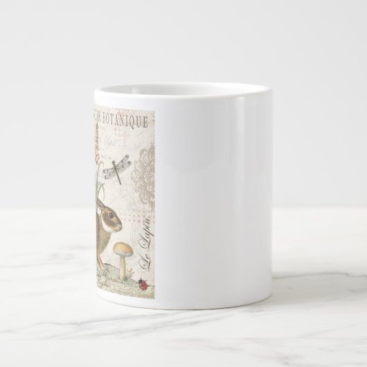 modern  frans konijn in de tuin grote koffiekop (Voorkant)