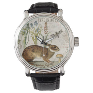 modern  frans konijn in de tuin horloge