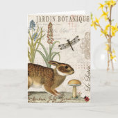 modern  frans konijn in de tuin kaart (Gele Bloem)