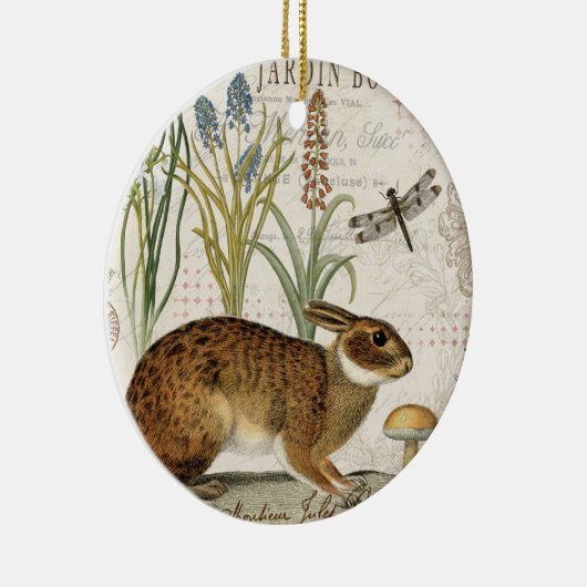 modern  frans konijn in de tuin keramisch ornament (Rechts)