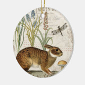 modern  frans konijn in de tuin keramisch ornament (Links)